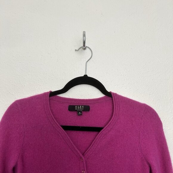 Alex Marie Valerie Sweater Wild Aster 100% Cashmere Size M 1/4 Button Soft Comfy - Picture 4 of 9